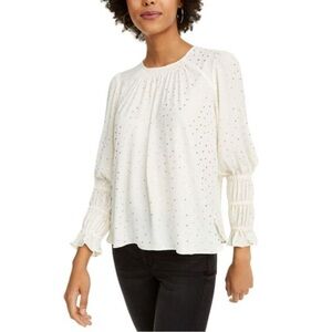 Current Air Cream Blouse with Gold Dots